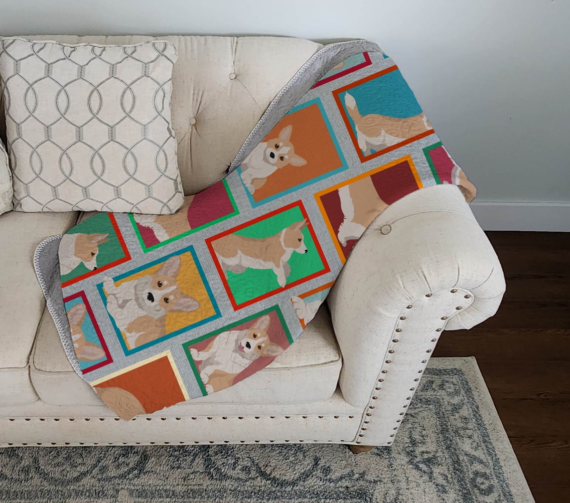Lots of Fawn Cardigan Corgi Quilted Blanket 50x60 50 in x 60 in