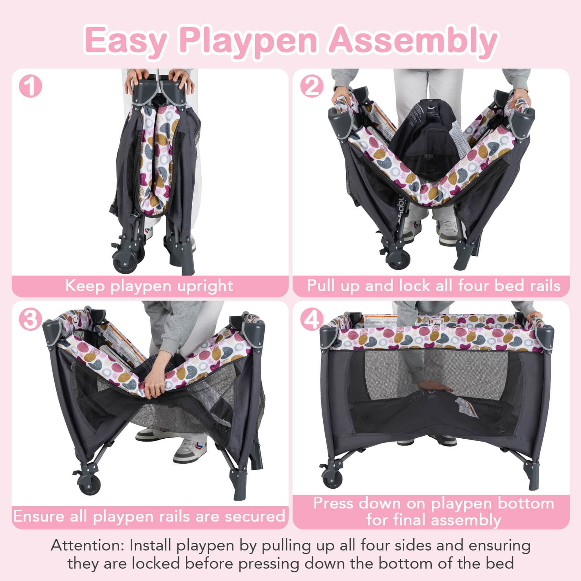 Baby Playpen BABY JOY In Pack And Play, Portable Baby Playard