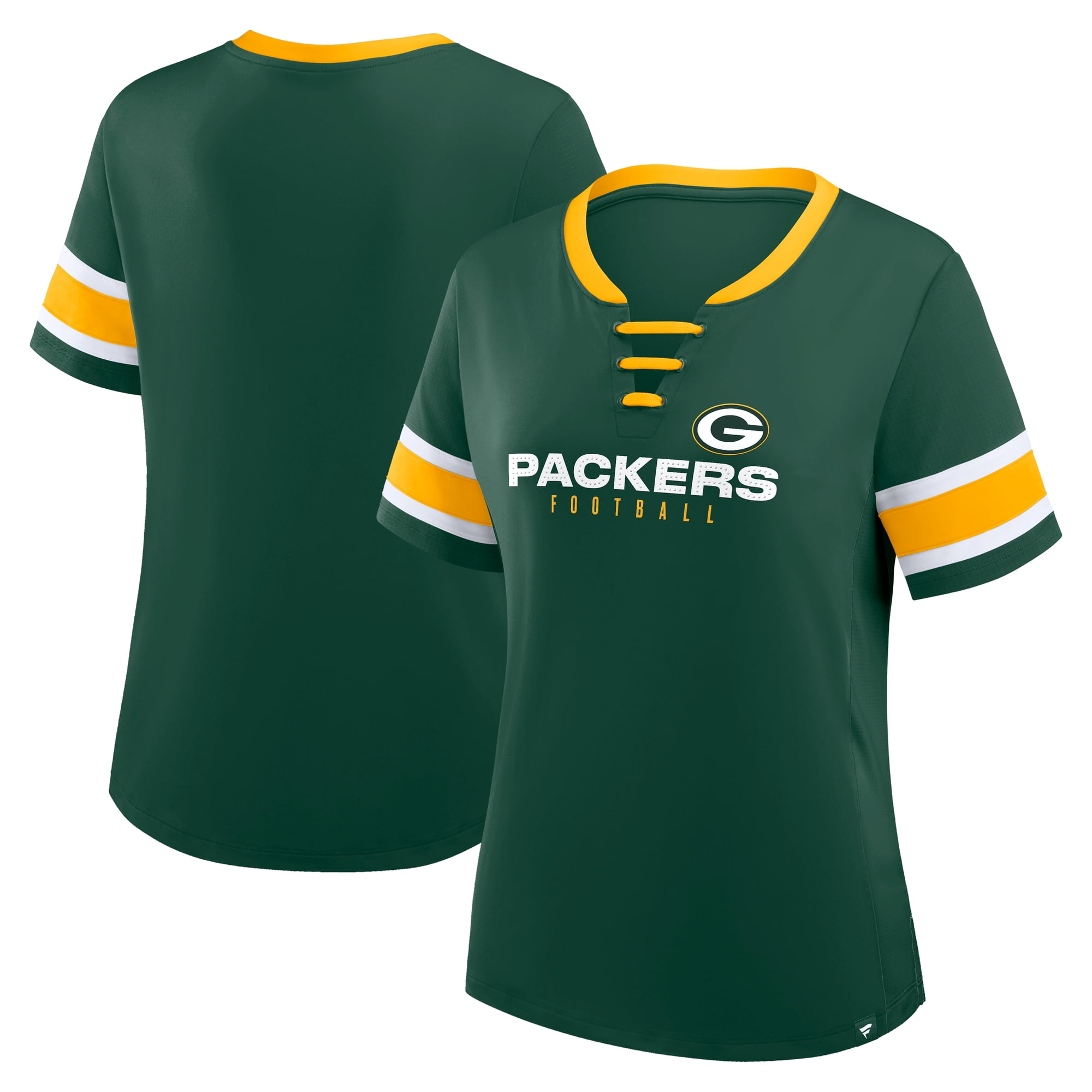 Women's Fanatics Green Green Bay Packers Redzone Draw Play Athena Lace-Up T-Shirt