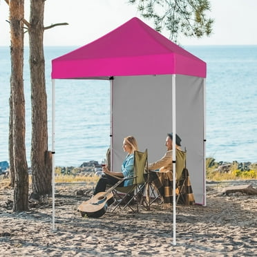 EAGLE PEAK Straight Leg Outdoor Portable Canopy Tent with One Removable Sunwall 5 x 5 ft, Carry Bag Included, Pink