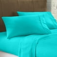 thumbnail image 2 of Pure Giza Cotton (Short-Queen Size) Striped Pattern Bed Sheets Set- 300-TC Bedding – Short-Queen Size Bed, 15" Inch Deep Pocket 300TC Short-Queen Sheets - Turquoise Blue Stripe, 2 of 7