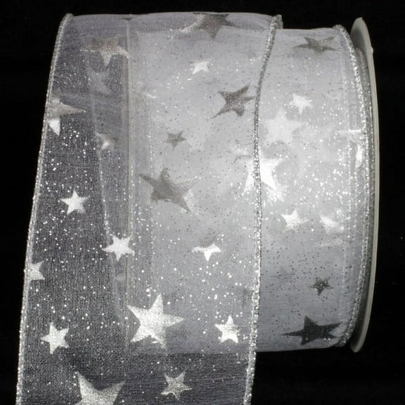 The Ribbon People Silver Wire Edged Milky Way Craft Ribbon 3" x 20 Yards