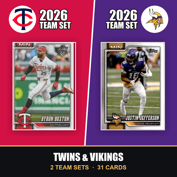 Collectible 2026 Topps Minnesota Twins & Vikings Team Set Combo - Baseball + Football 2-Sport Bundle - Byron Buxton & Justin Jefferson