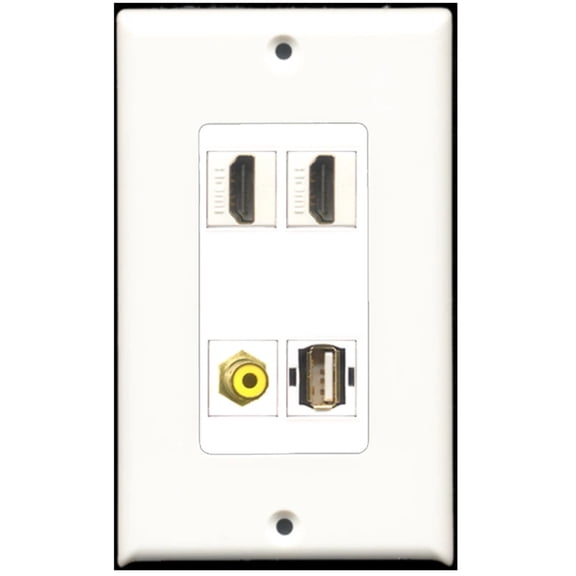 Ultra Spec Cables 2 Port HDMI 1 Port RCA Yellow 1 Port USB A-A Wall Plate DecorZ