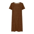 thumbnail image 4 of Sakmal Mid-Length Summer Dresses for Women Brown V-Neck Polka Dot Short Sleeve Flowy Lightweight Shift Dress, 4 of 5