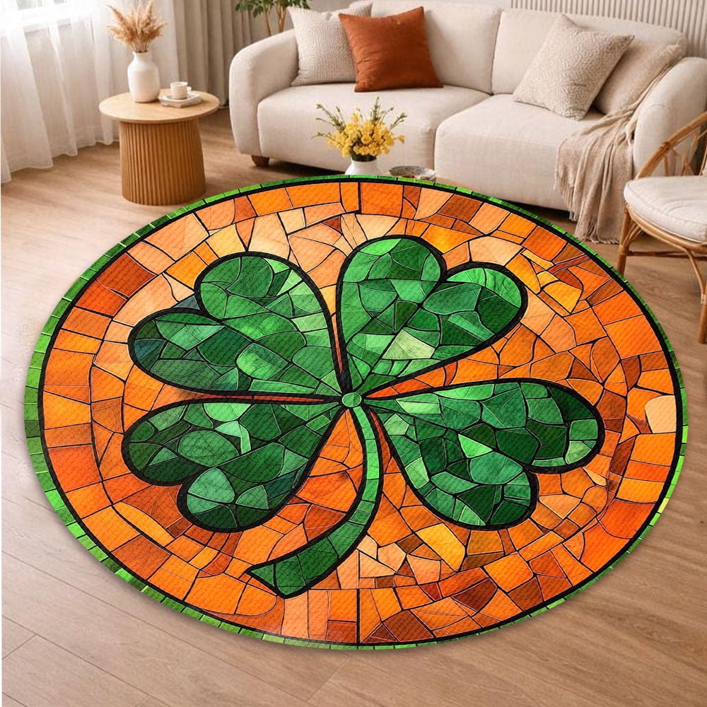 Round Area Rug, Four Non-Slip Floor Mat, Soft Washable Carpet for Living Room Bedroom Decor 71 Inch