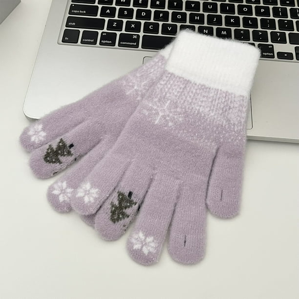 Gloves Fall And Winter Female Christmas Tree Warm Five-finger Touch Screen Winter Cold Cycling Students To Keep Warm