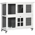 thumbnail image 1 of PawHut Wooden Rabbit Hutch, 2 Tier Bunny Cage with Wheels, Dark Grey, 1 of 10