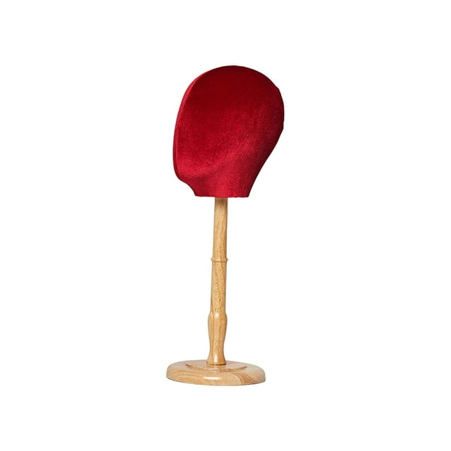 HILABEE Hat Display Mannequin Head Mannequin Head Model Tabletop Portable with Wood Base Red Tall Base