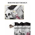 thumbnail image 7 of Halloween Half Window Curtain 36 Inches Long, Black Horror Skull Roses Spi-der Web Vintage Window Treatment Curtain Drapes, Small Tier Curtains for Bathroom Over Sink, 27.5"x36", 2 Panels, 7 of 7