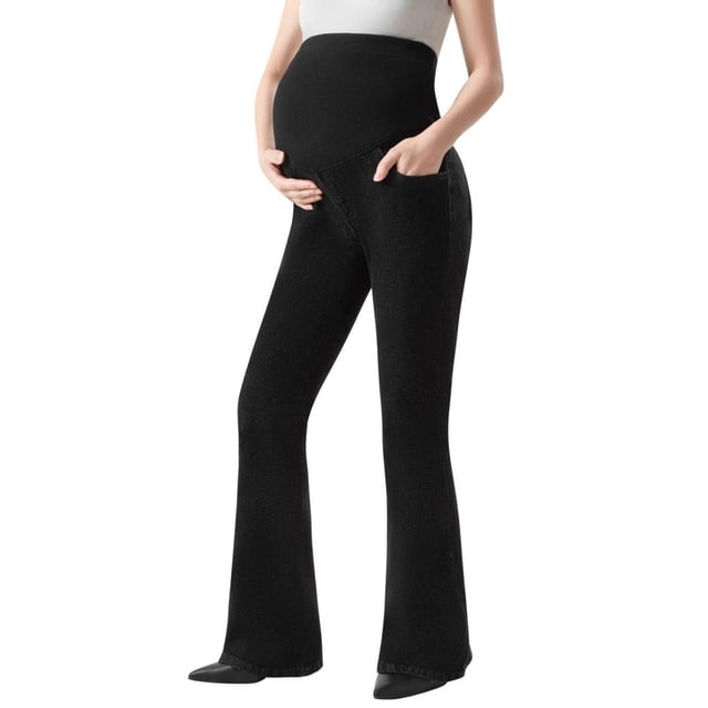 TaTaai Pregnant Women's Stretch Flared Jeans, Maternity Full Length Pants with Elastic Waist, Soft Breathable Fabric, Great for Everyday Wear, Holiday and Maternity Use Gift