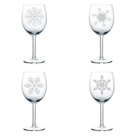 

MIP Set of 4 Wine Glass Goblet Christmas Snowflake Collection (10 oz)
