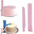 thumbnail image 3 of Nivelador de pasteles ajustable, herramientas para el tratamiento de superficies de pasteles, 2 piezas (azul + rosa), 3 of 5