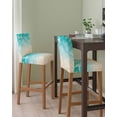 thumbnail image 2 of Teal Beige Ombre Coastal Bar Stool Covers Set of 2, Nautical Beach Starfish Coral Summer Stretch Bar Chair Covers with Backs, Removable Pub Counter Height Chair Cover for Kitchen Dining Room Cafe, 2 of 7