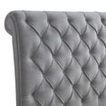 thumbnail image 4 of Benjara Magnolia King Size Bed- Tufted Upholstered Rolled Top Headboard- Gray, 4 of 6