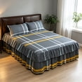 thumbnail image 6 of Ruffled Bed Skirt with Pillowcases 3 Piece Set Elastic Bedspread Bed Cover for Bedroom Dorm House Essentials Twin Queen Size Home Ornament Polyester Ruffle Machine Wash Guest Room Apartment, 6 of 9