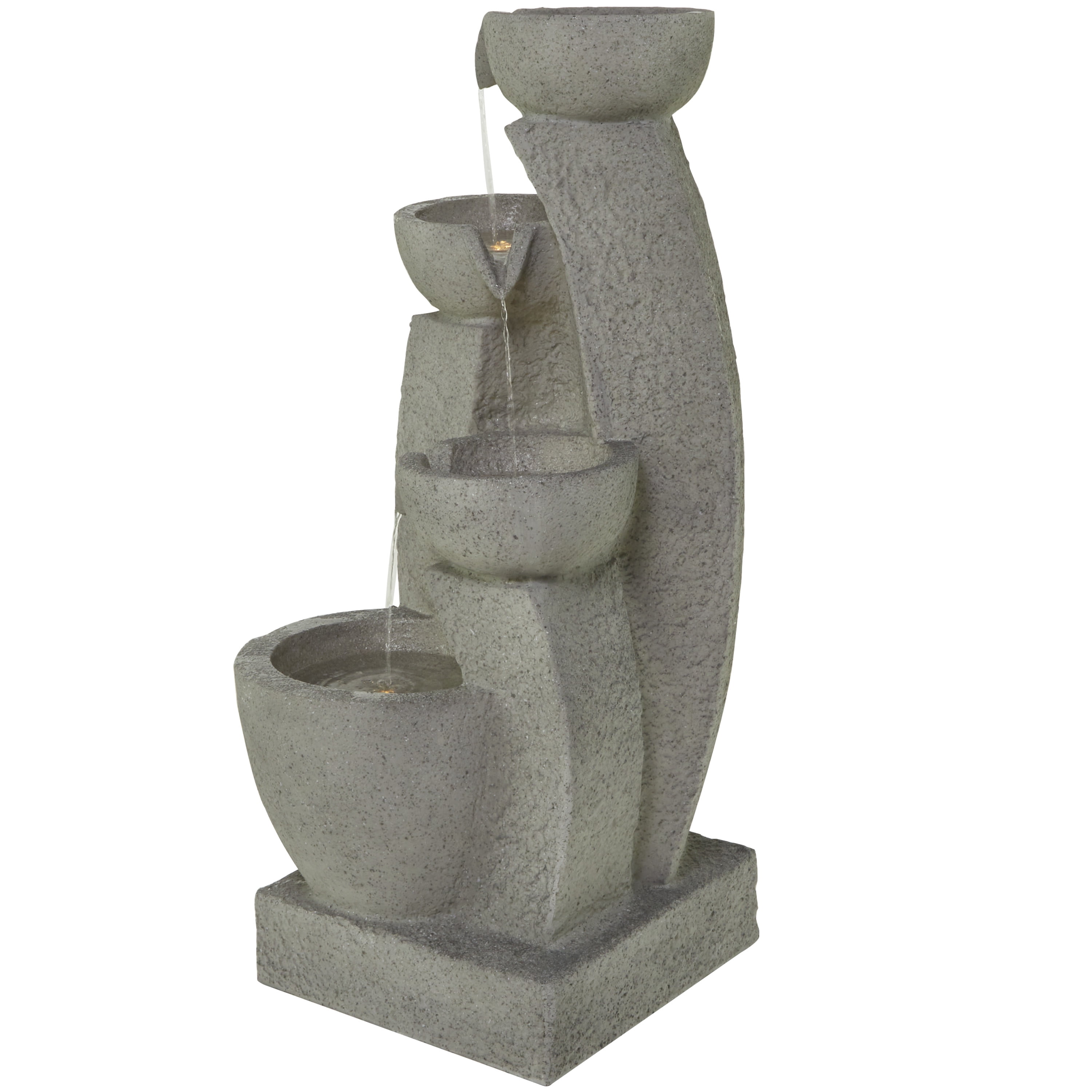 DecMode Gray 4 Tier Fountain Indoor Outdoor Decor with LED Light