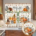 thumbnail image 5 of dinii 3 Pcs Fall Thanksgiving Buffalo Plaid Pumpkin Curtains Valances and Tiers Set for Windows Pumpkins Maple Leaf Kitchen Decor Short Curtain Set for Bedroom Treatment Decor Party Favor Supplies, 5 of 6