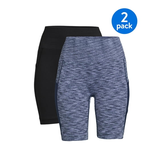 Under Control Women’s Adult Active Seamless Bike Shorts with Phone Pockets, 2-Pack Athletic Shorts