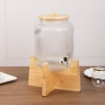 thumbnail image 4 of Efavormart 1 Gallon Clear Ribbed Glass Beverage Dispenser with Wooden Stand and Lid, Countertop Round Juice Jar Drink Dispenser with Stainless Steel Spigot - 14", 4 of 10