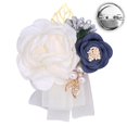 thumbnail image 3 of Pulsera de dama de honor con corsé de boda de satén rosa de 6 piezas Pulsera de cuentas de perlas con corsé de flores Pulsera de baile de boda, 3 of 4