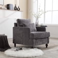 thumbnail image 6 of Xukmct Upholstered Armchair Club Chair with Wood Legs and Pillow, Modern Accent Chair for Living Room, Office, Gray, 6 of 9