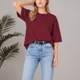 thumbnail image 2 of IMENGL Long Sleeve Shirts for Women Casual Round Neck Tees Color Cotton Blouses Comfy Fit Pullover Breathable Ladies Fashion Daily Loose Basic Womens Long Sleeve Top,M-XXXXXL, 2 of 4