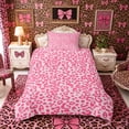 thumbnail image 2 of Meiyoeat Pastel Leopard Print Twin Duvet Cover, Pink Cheetah Print Twin Bedding, Light Pink,2pcs,No Comforter,Pink Reversible, 2 of 5