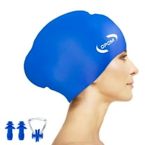REDESS Women Silicone Swimming Cap, Swim Hats for Long Hair for Women and Men -Black