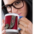 thumbnail image 2 of 3drose, the Letter J on a Red Backdrop with an American Flag on It, 11oz Two-tone Blue Mug, 2 of 6
