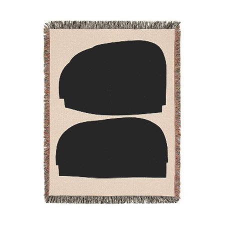 Black Abstract Geometric Woven Throw Blanket 100% Cotton Modern Minimalist Decor for Living Room or Bedroom