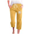 thumbnail image 1 of YDLCAFD Summer E Fashion Pants For Women Drawstring Elastic High Waist Linen Pant Straight Wide Leg Cropped Trouser, 1 of 5