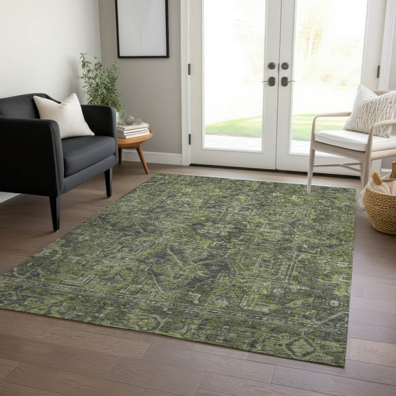 Addison Rugs Chantille Indoor/Outdoor Traditional Oriental Green Washable Rectangle Rug, 9' x 12'