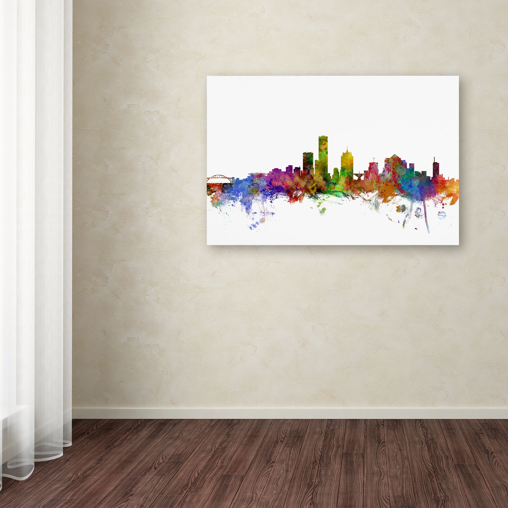 Trademark Fine Art "Milwaukee Wisconsin Skyline" Canvas Art by Michael Tompsett