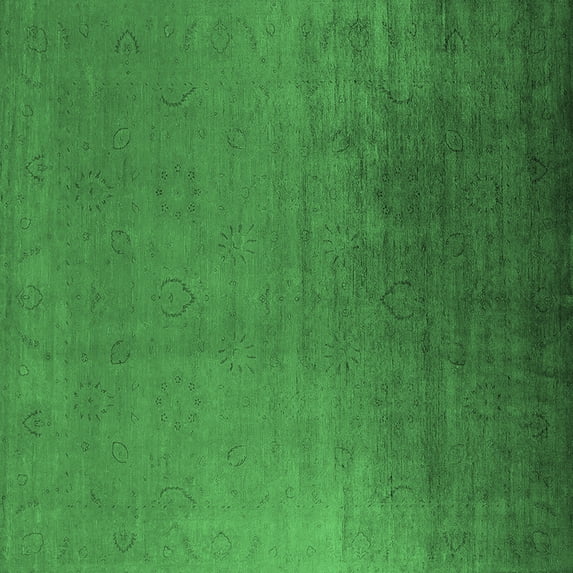 Ahgly Company Indoor Square Persian Emerald Green Bohemian Area Rugs, 7' Square