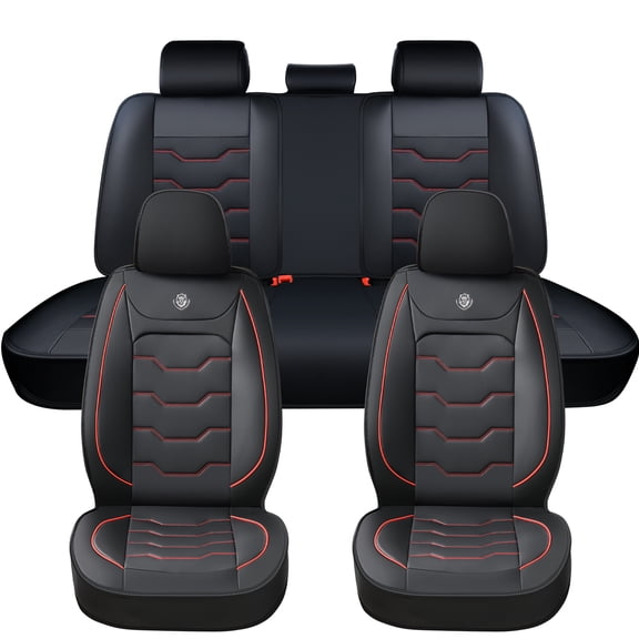 2007-2026 for JEEP WRANGLER Seat Cover, Waterproof PU Leather 5 Seats Full Set Non-slip Beautify Interior, Red Lines Car Seat Covers, Only 4 Doors, Protect Car Seats