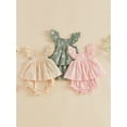 thumbnail image 4 of 2Pcs Baby Girl Summer Outfits, Daisy Print Smocked Fly Sleeve Tank Top  Ruffle Bloomers Shorts Set, Toddler Infant Cotton Clothes, 4 of 10
