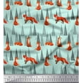 thumbnail image 1 of Soimoi Green Rayon Fabric Artistic Tree & Wolf Animal Print Sewing Fabric Yard 42 Inch Wide, 1 of 1