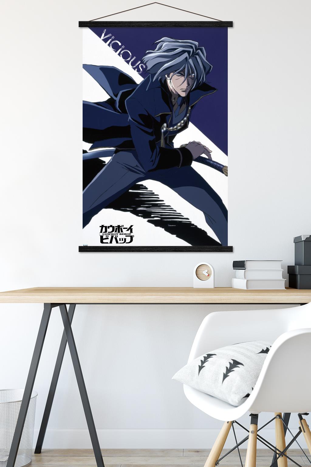 Cowboy Bebop - Vicious Wall Poster with Wooden Magnetic Frame, 22.375" x 34"