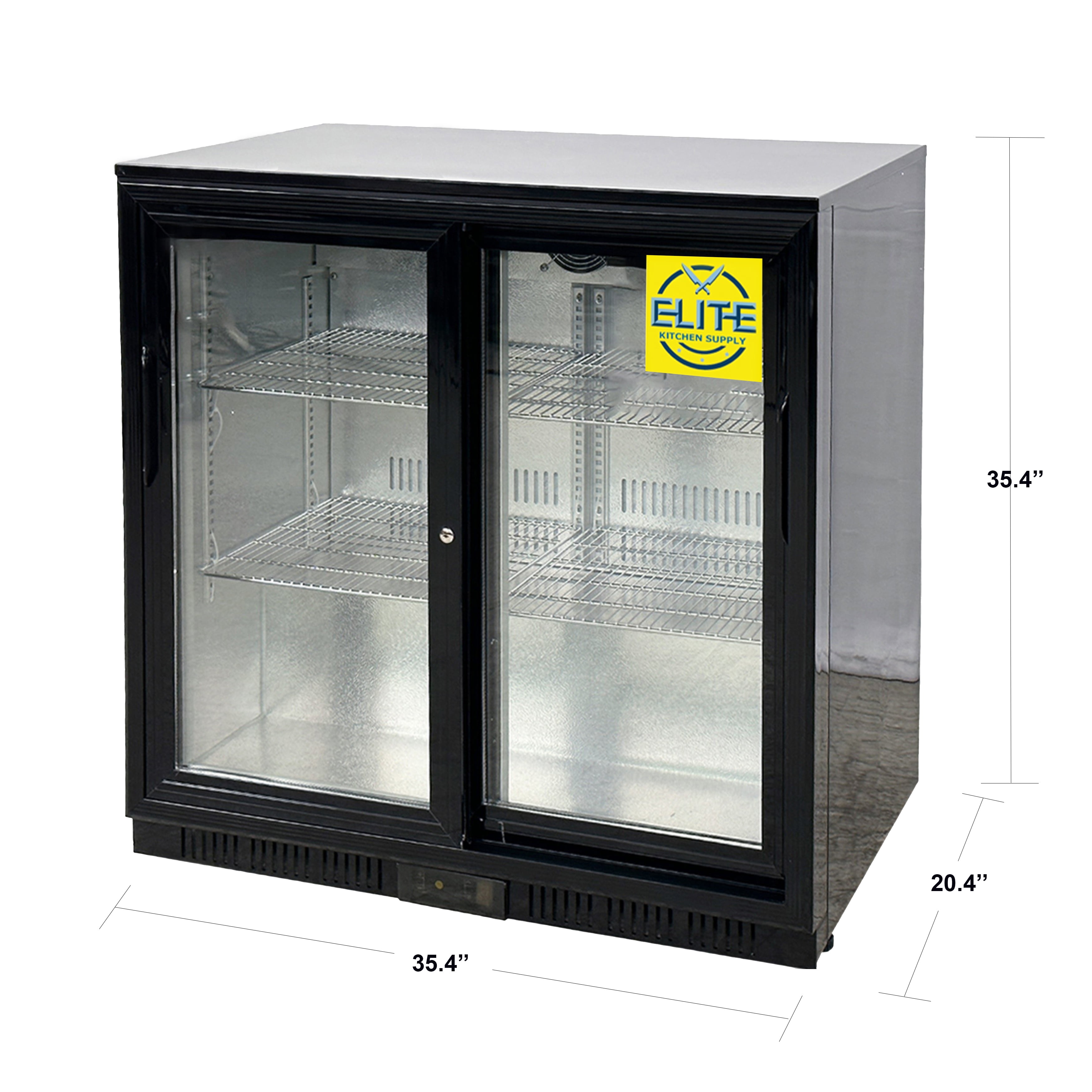 35 in. Merchandiser Back Bar Beverage Cooler with Sliding Door 7.4 Cu. Ft. Beer Cooler 110V