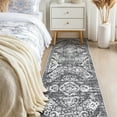 thumbnail image 2 of MeyJey Boho Indoor Hallway Runner Rug 2.6'x8', Oriental Non Slip Machine Washable Area Rug Distressed Vintage Floor Carpet for Bedroom Kitchen Dinning/Living/Laundry Room, Gray, 2 of 14