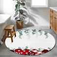 thumbnail image 3 of Round Rugs 4 Ft, Valentine's Day Non Slip Area Rugs for Kitchen Bedroom Entryway, Love Heart Eucalyptus Leaves Summer Botanical Washable Carpet Runner Rug Floor Mats for Bedroom Home Decor, 3 of 8
