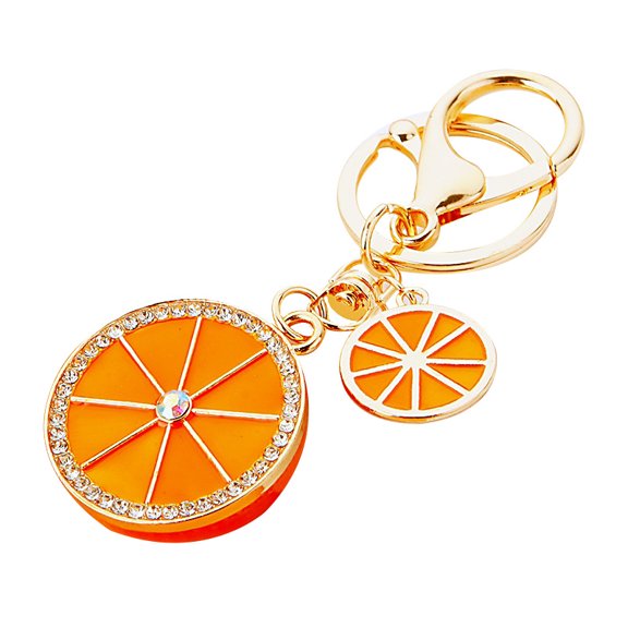 Bling Orange Keychains For Women Girls Rhinestone Crystal Key Chain For Car Keys Purse Charms Handbag Backpack