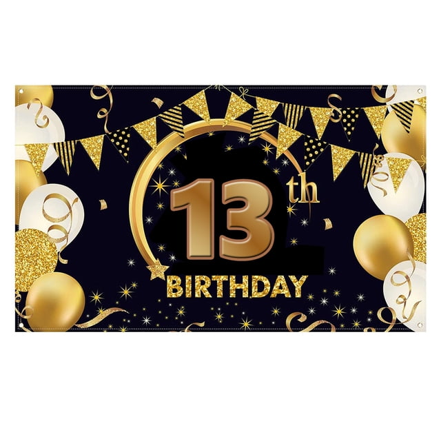Decoraciones para fiesta de cumpleaños, cartel con Logo de oro Ultra negro, pancarta de fondo para fotomatón de aniversario