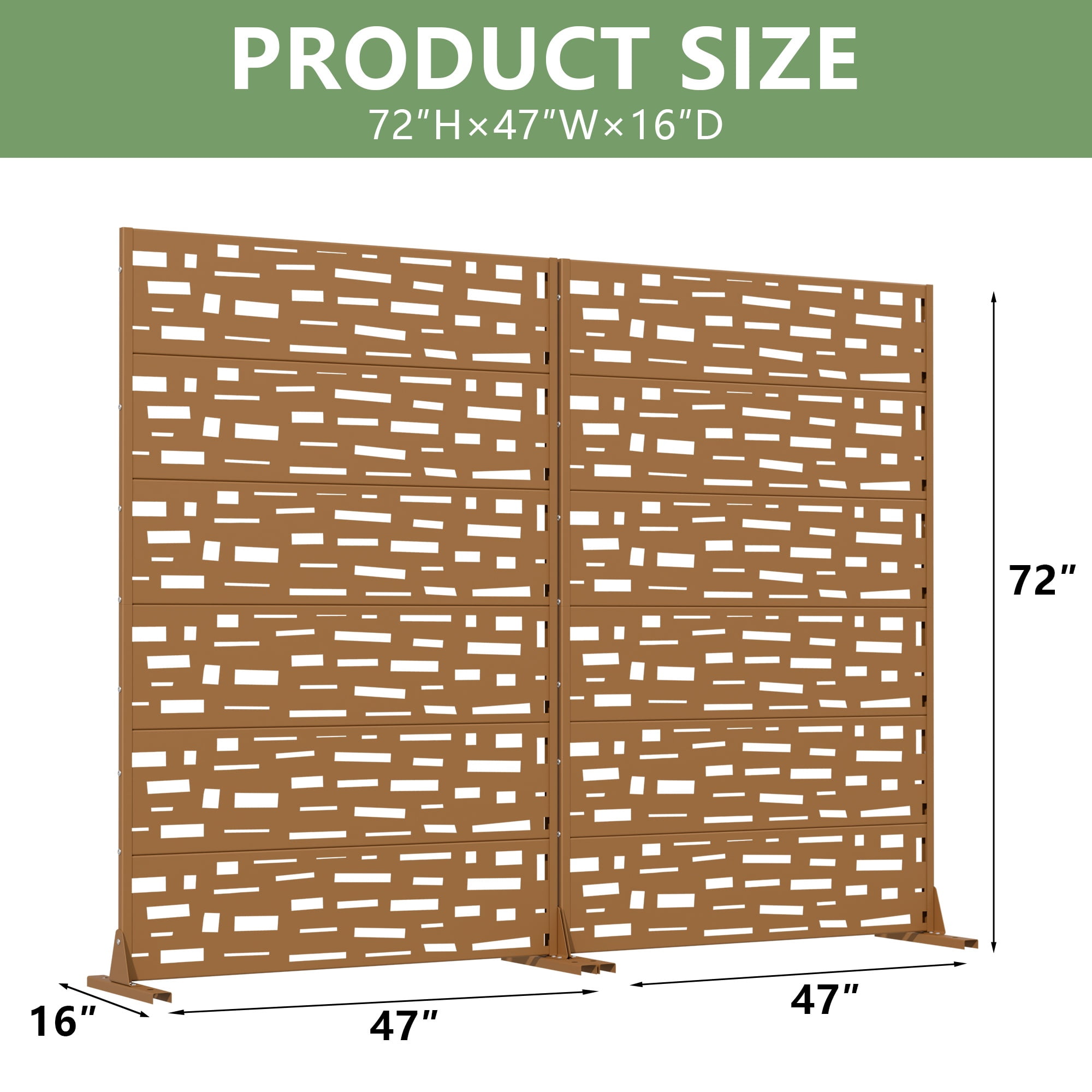 Privacy Metal Screen Fence Panel Horizontal Stripe Pattern