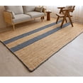 thumbnail image 2 of 2.6x8 Ft Navy Blue & Natural Jute Area Rug, Hand-Woven, Reversible, Farmhouse Boho Style, Durable & Pet-Friendly Rug for Living Room, Dining Room, and Bedroom, 2 of 4