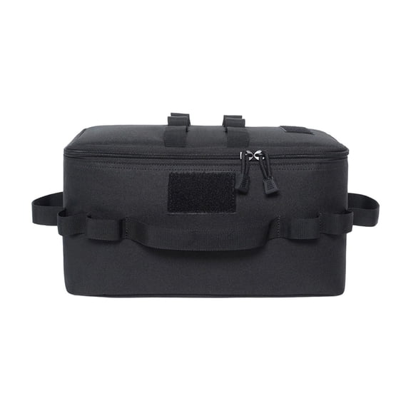 Outdoor Multi-Functional Tactical Bag for Camping, Shock-Proof Carrying Case for Cassette Stove & Gas Tank, Durable Storage Solution with Padded Handles & Double-Zipper Closure Black
