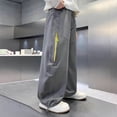 thumbnail image 3 of Bixock Sweatpants for Boys High Waist Straight Leg with Side Pockets Kids Solid Color Loose Casual Trousers Comfortable Workout Activewear Boys Clothings Size 5-6Years, 3 of 6