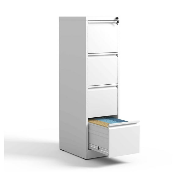 4 Drawer Metal Vertical File Cabinet with Lock, Steel Filing Cabinet for A4/Letter Size, Home Office Use Filing Cabinets