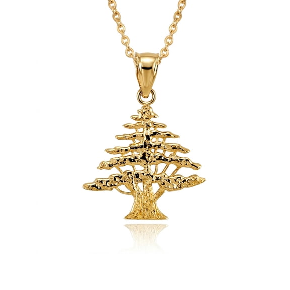 10k Yellow Cedar Tree of Lebanon Pendant (16 Inches)